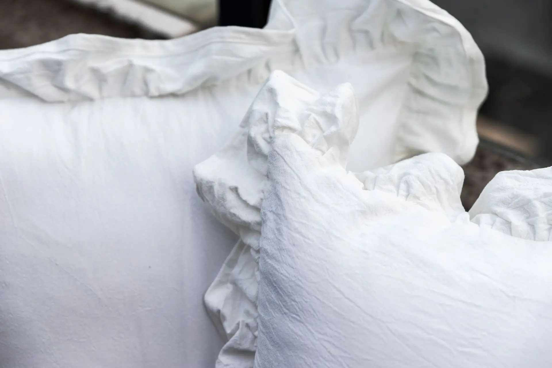 Kissenbezug aus französischer Volant-Baumwolle, weich, bequem, einfarbig, für Sofa, gerüscht, Kissenbezug, Couch-Dekoration – Detail 6