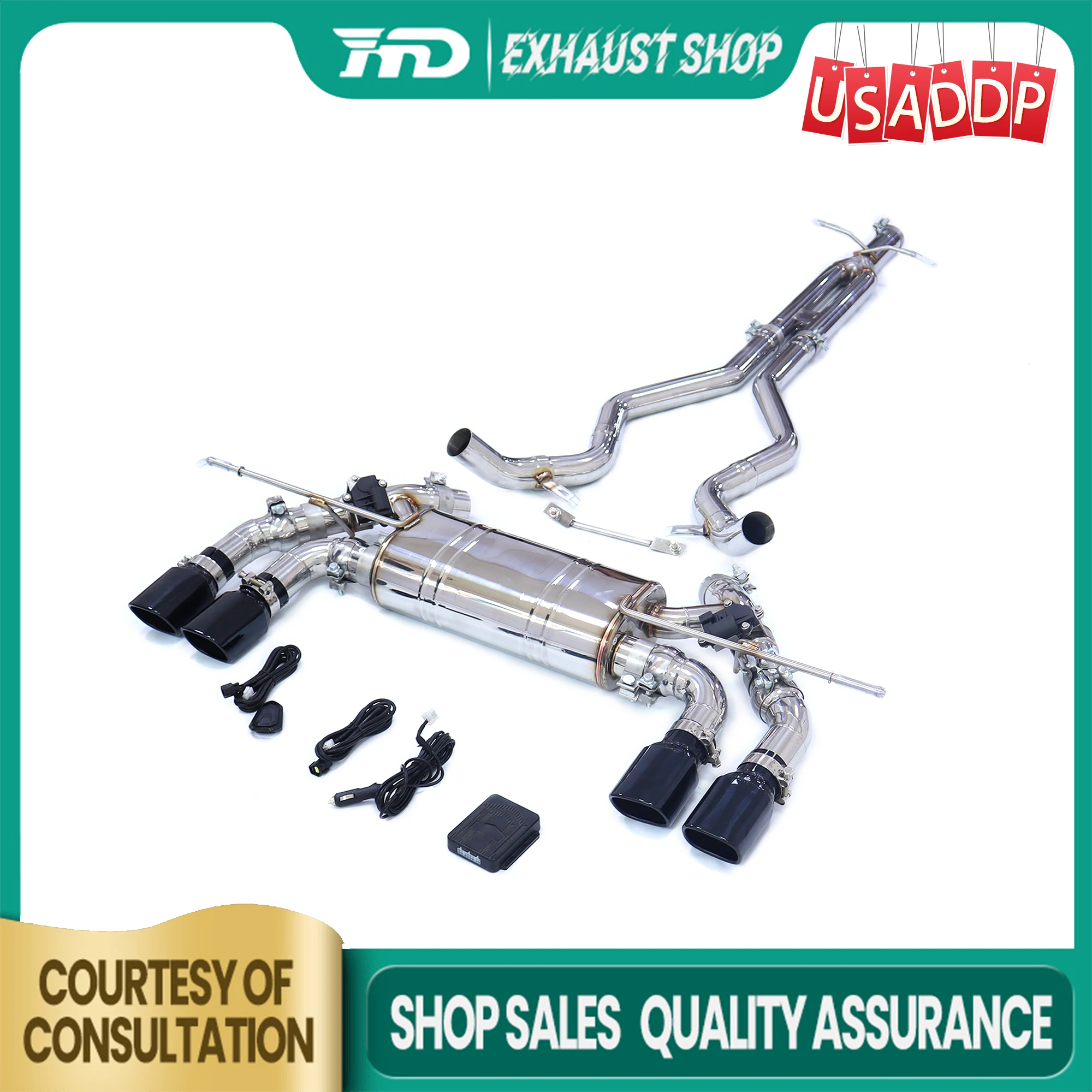 

HMD Catback for Land Rover Defender 110 P400 3.0T Electronic valves Increased power Muffler black Tips Exhaust system