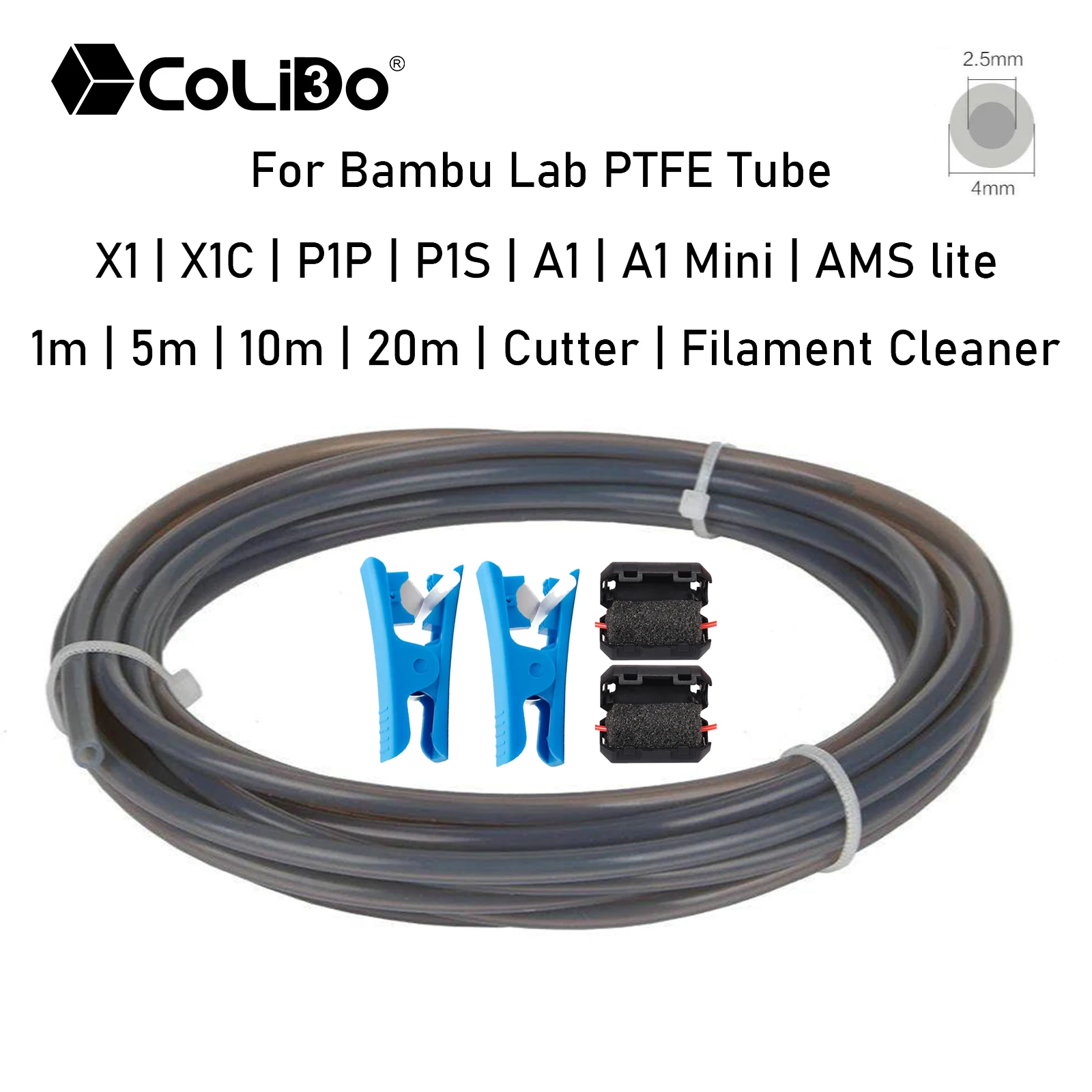 PTFE Tube for Bambulab P2S 3D Printer Teflonto Pipe Bowden Extruder 1.75mm ID2.5mm OD4mm Bambulab A1 Filament Parts