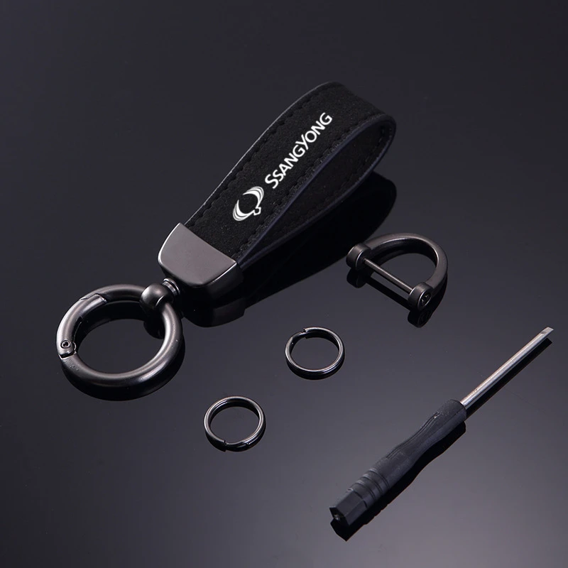 

Suede Car Keychain Promotional Gift with Logo Keychain For Ssangyong Rexton 2 Tivolan Musso Tivoli Kyron Actyon Sport Korando