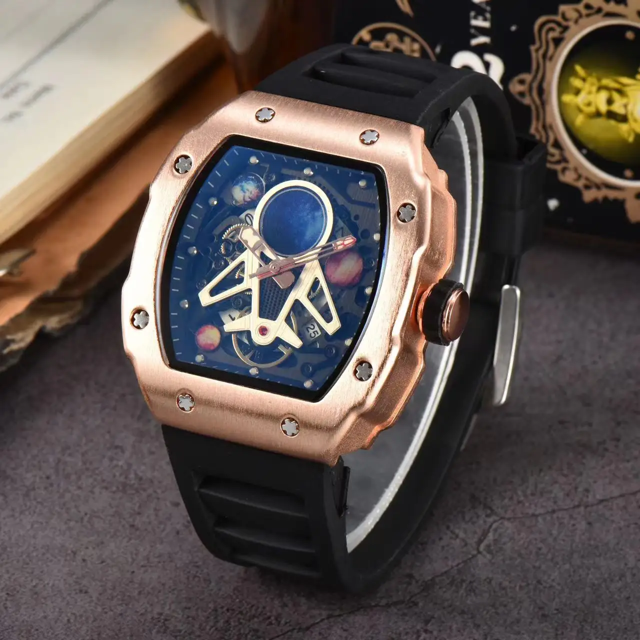 Dropshipping Carbon Fiber High end gifts Watch Stainless Steel Luxury Case Men Waterproof luminous quartz watch