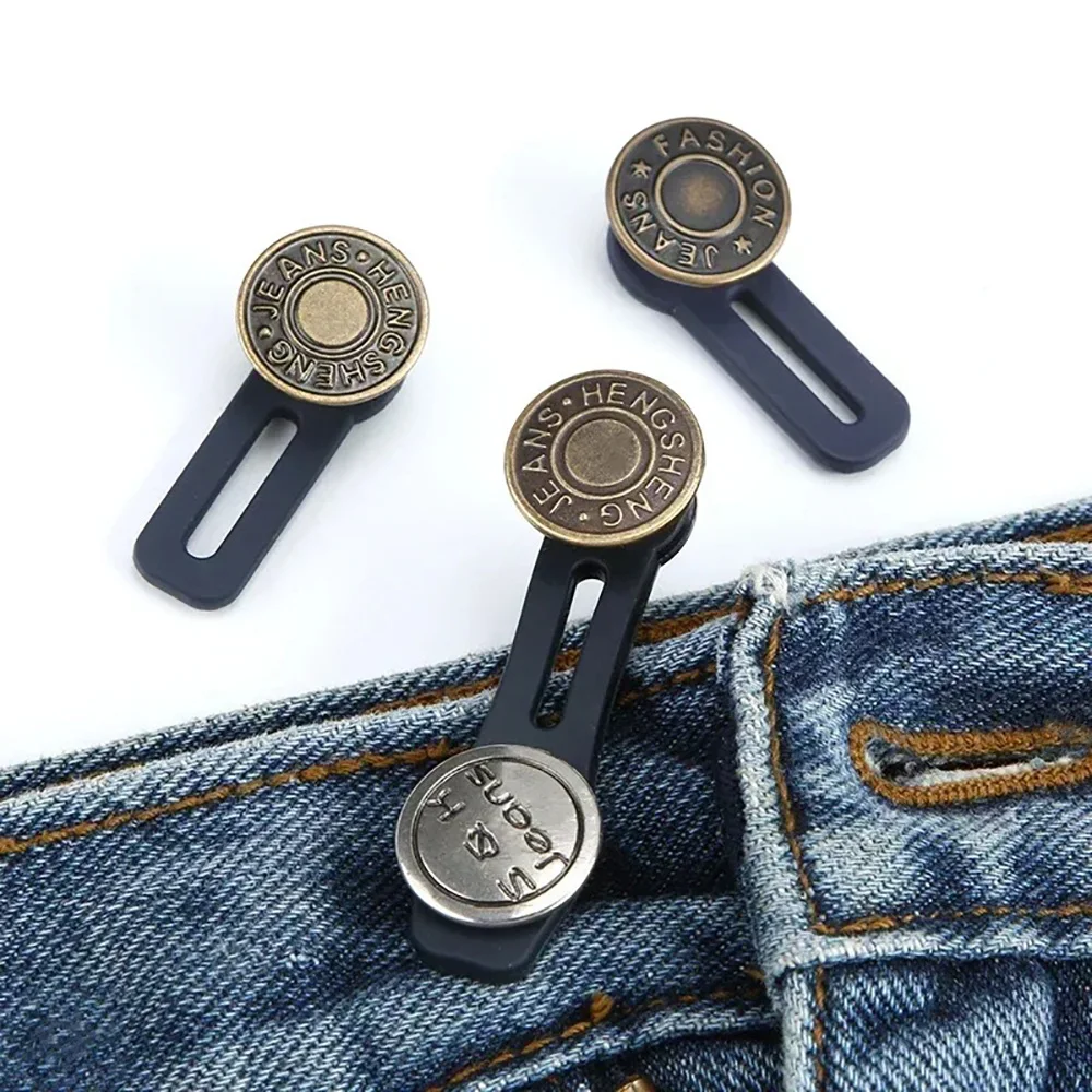 6Pcs Universal Jean Pants Button Extenders Instant Waistband Expander Flexible Waist Extension Solution for Men Women Clothing