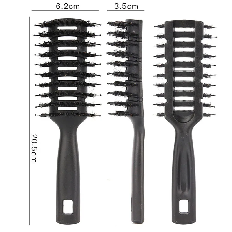 Hollow Vent Boar Bristle Hair Brush Combs for Men Anti-Static Nylon Massage Teeth Hairdressing Combs for Men Slick Back Styling