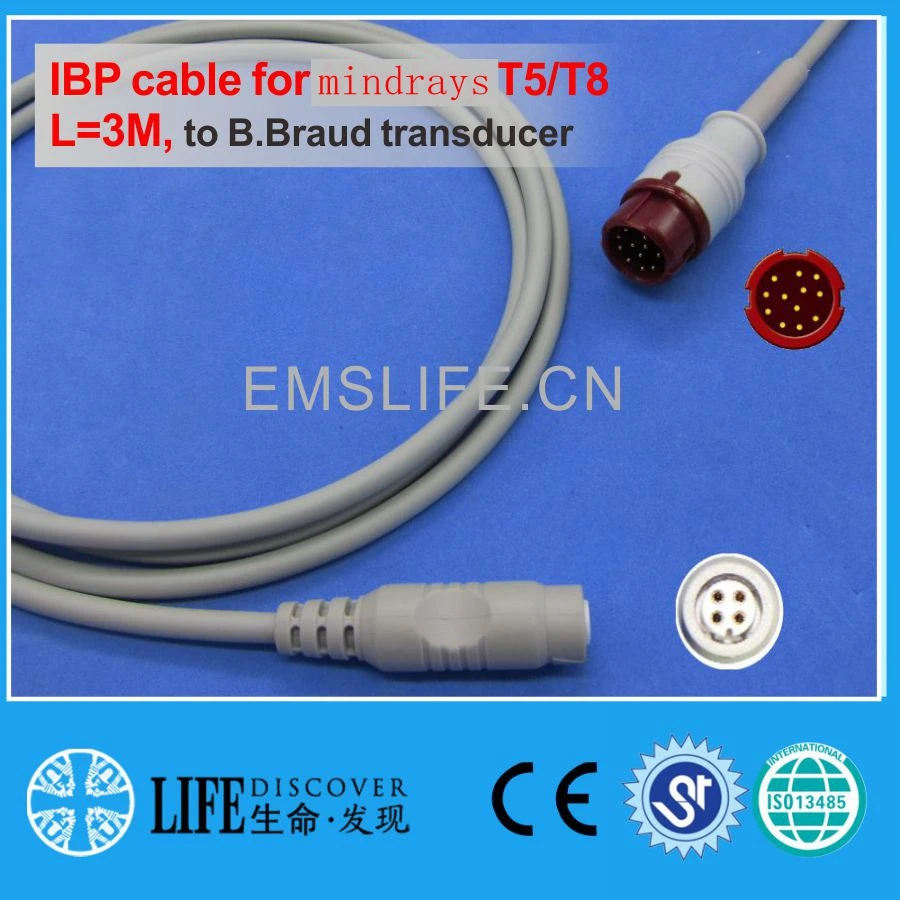 IBP cable for Min*dray T5 T6 T8 Utah Abbott BD B.brauu Edward disposable pressure transducer