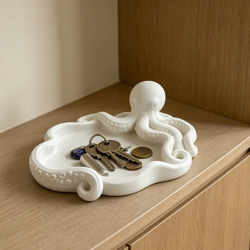 3D Printed Octopus Catch All Tray For Keys Coins Jewelry Desk Organizer Decorative Storage Dish For Small Items