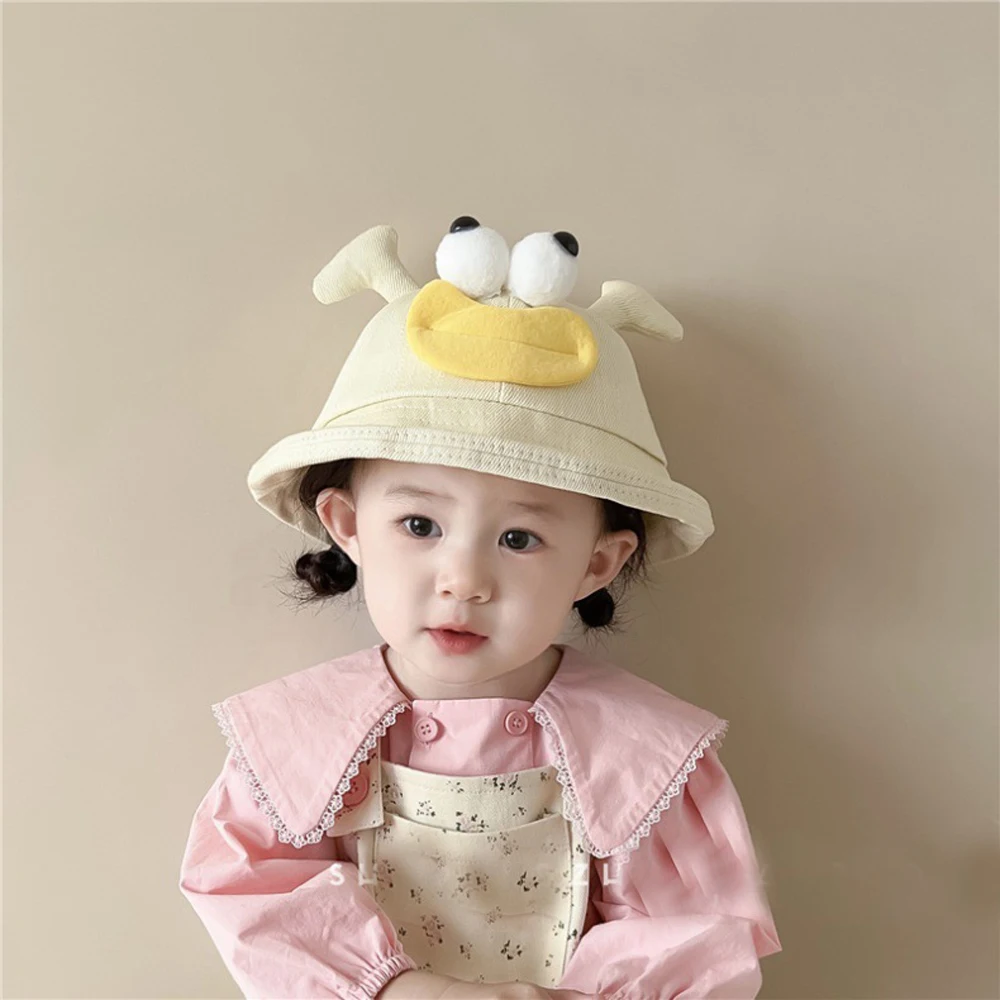 Doitbest 2024 Cotton Panama Big Mouth Eyes Summer Bucket Hat Fisherman Hat Baby Spring Outdoor Travel Sun Cap For Boys Girls