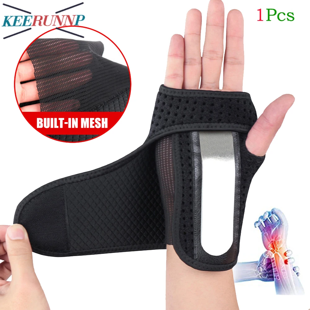 1Pcs Carpal Tunnel Wrist Brace Night Support - Metal Removable Wrist Splint Arm Stabilizer Hands Brace for Arthritis,Pain Relief