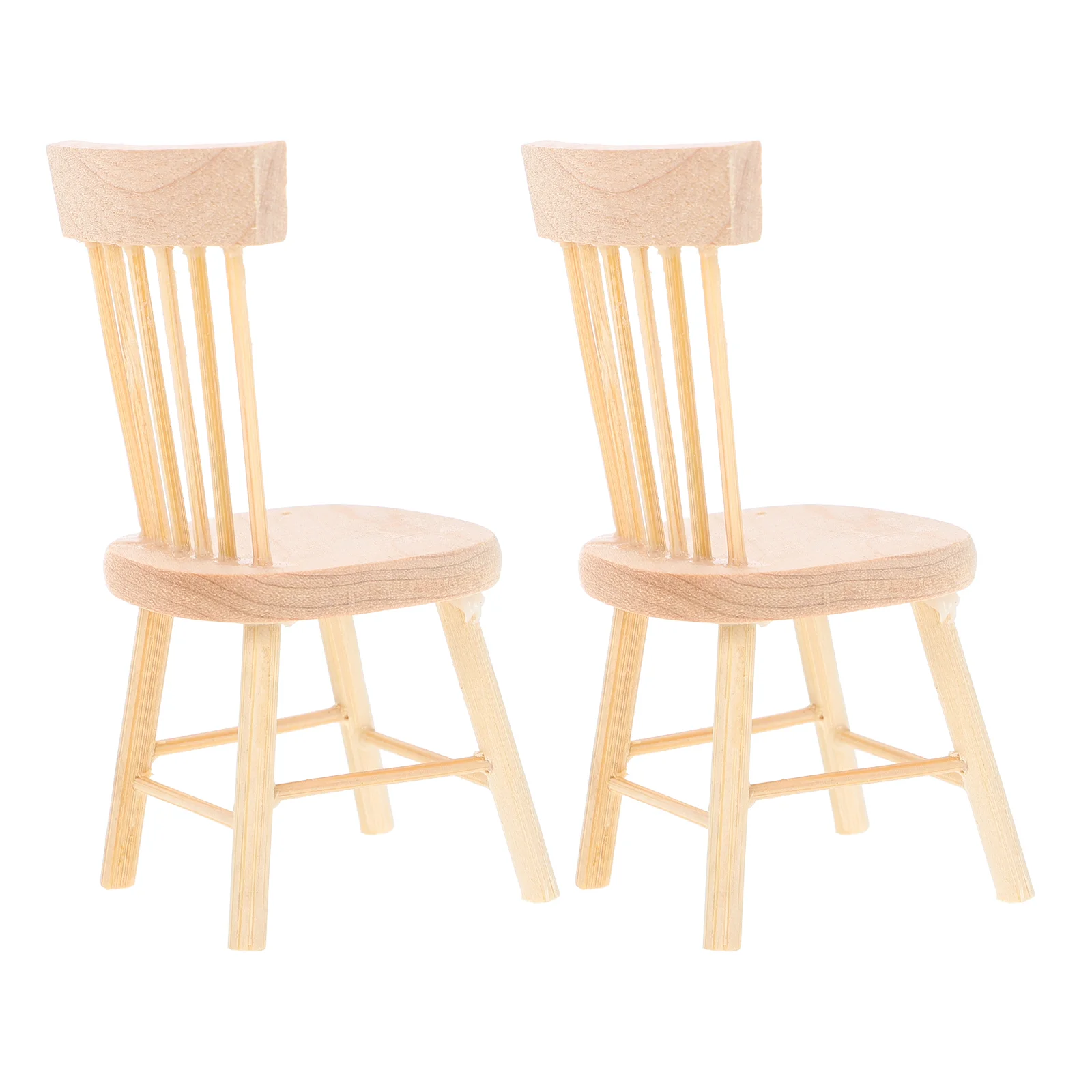 2 Pcs Dollhouse Chair Photograph Props Wood Back-rest Furniture DIY Painting Accessories Supplies Toy Tiny Wooden Model