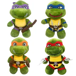 26cm żółwie Ninja pluszowe lalki Anime gra TMNT Leo Raph Mike Don wypchane dekoracja z motywem zwierząt zabawki ozdobne na prezent urodzinowy dla dzieci