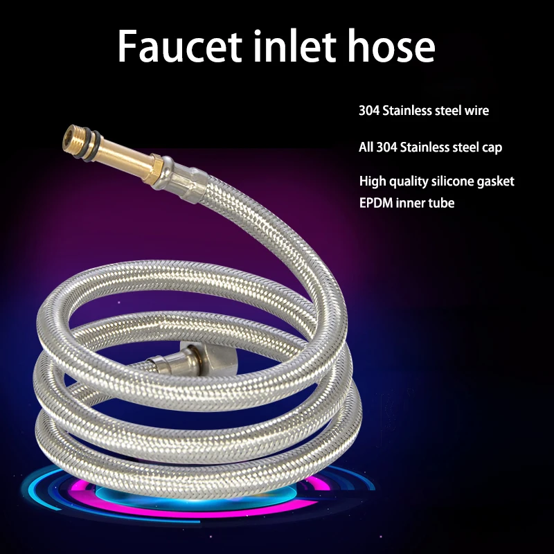 

1-2Pcs Stainless Steel Anti-Explosion Faucet Inlet Pipe 50cm~200cm Kitched Bathroom Flexible Braided Pointed Hose