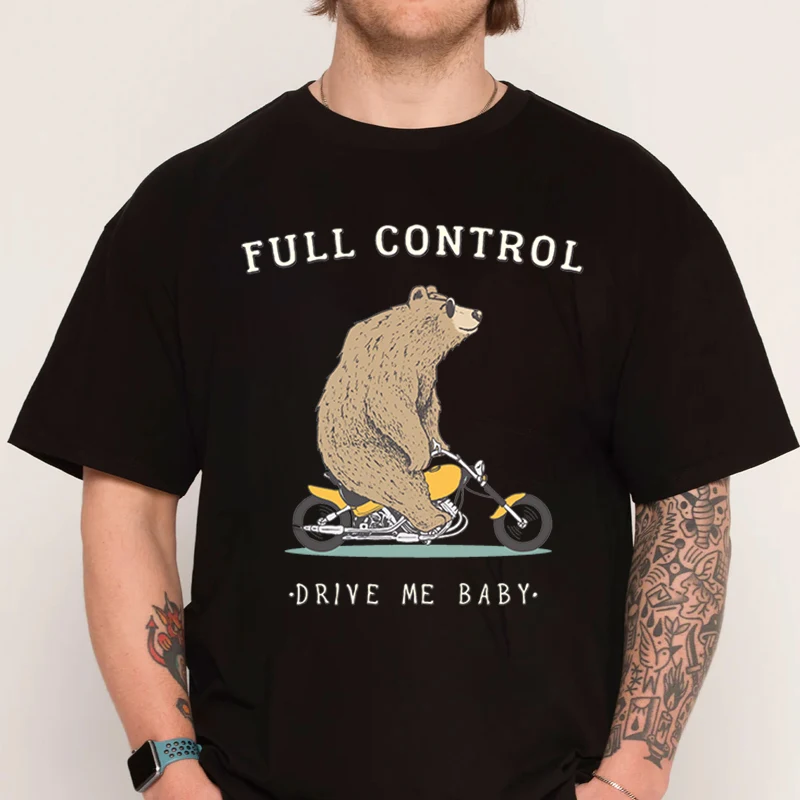 

Bear Riding Motorcycle T-shirt 100% Cotton O-Neck T Shirt Short Sleeve Casual Mens Tshirt Top Tees
