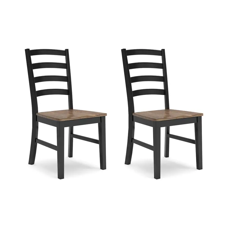 

Wildenauer Armless Dining Chair, Set of 2, Ladderback Design, 19 W x 23.25 D x 39 H, Black amp Light Brown with 2Tone Finish