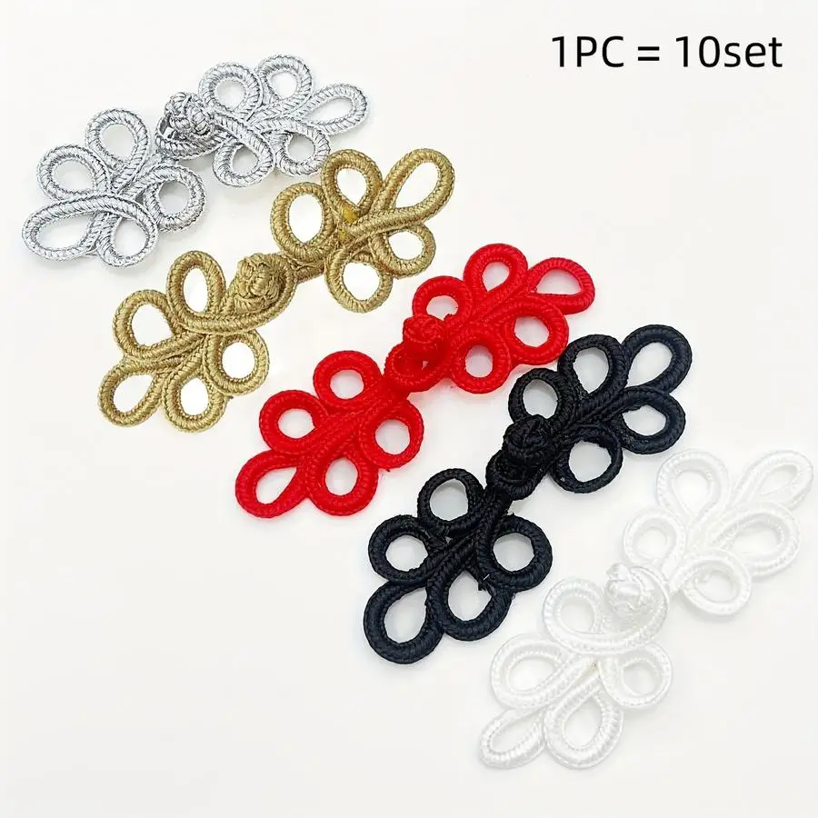 1/5/10/20/50/100pcs Pairs Five Leaf Buttons Closure Knots Sewing Buttons Fasteners for Cheongsam Tang Suit Scarf Cardigan Sweate