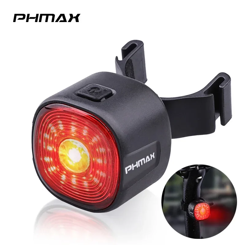 

PHMAX Bicycle Smart Brake Taillight IP66 Waterproof Type-C Rechargeable MTB Road Bike tail light LED Night Warning Rear Lamp