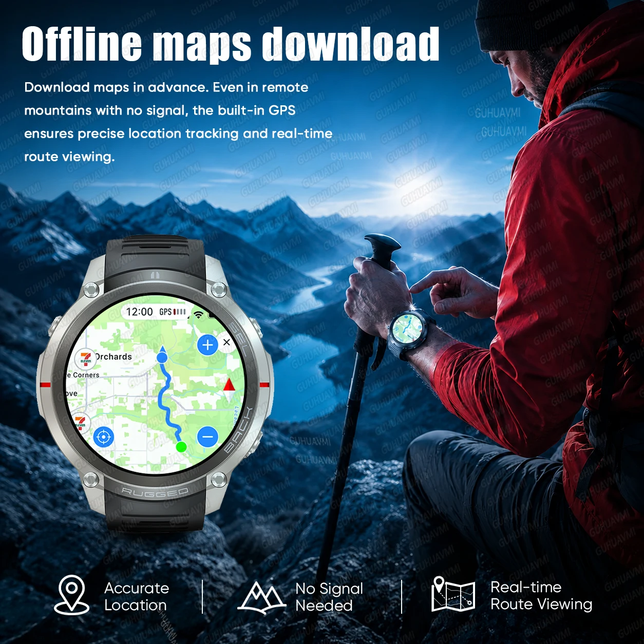 2026 New Military GPS Offline Map Smartwatch 1.43'' AMOLED 5ATM Waterproof Compass Altimeter Wireless Call Swim Sports Bracelets