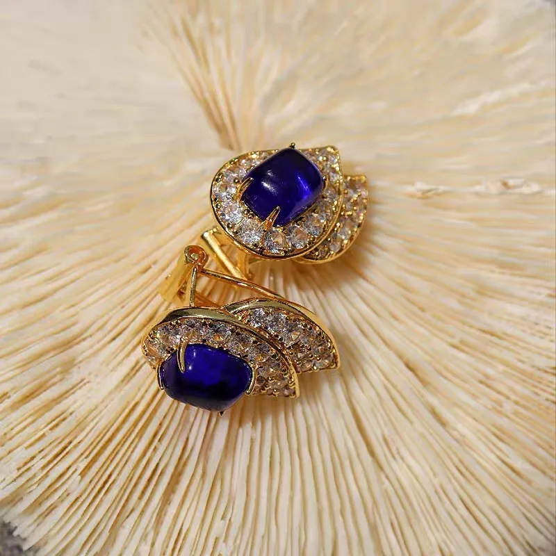 Temperamento vintage con orecchini Rheinstone blu Collana per girocollo da donna, regalo per ragazza, commercio all'ingrosso di gioielli