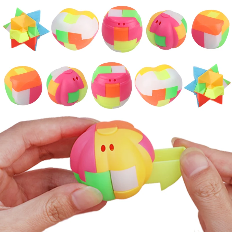 

New Color Plastic Kong Ming Lock Assembly Ball Toys Children's Educational DIY Luban Lock Disassembly Toy Early Education Toys