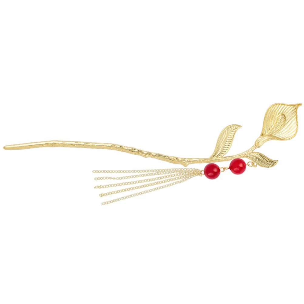 

Tulip Hairpin Sticks Golden Manual Product Ancient Style Tassels Chinese Accessories Women Long Hair Buns Hanfu Chignon