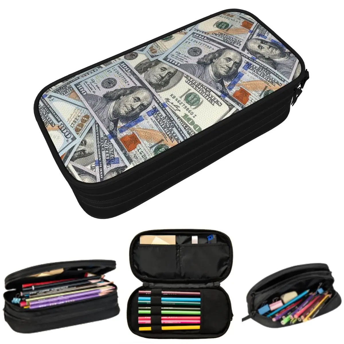 

Money Banknote Dollar Pattern Pencil Case for Studen Gifts Pen Box Pencil Bag Stationery Supplies Pen Holder Bag