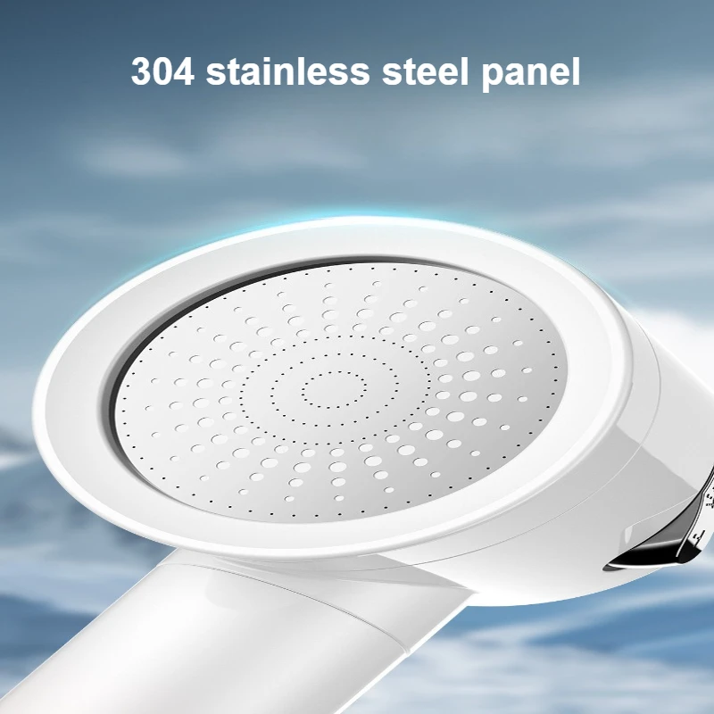 Air pressurized handheld shower, silicone massage particles on the back, built-in filter cotton, new bathing experience