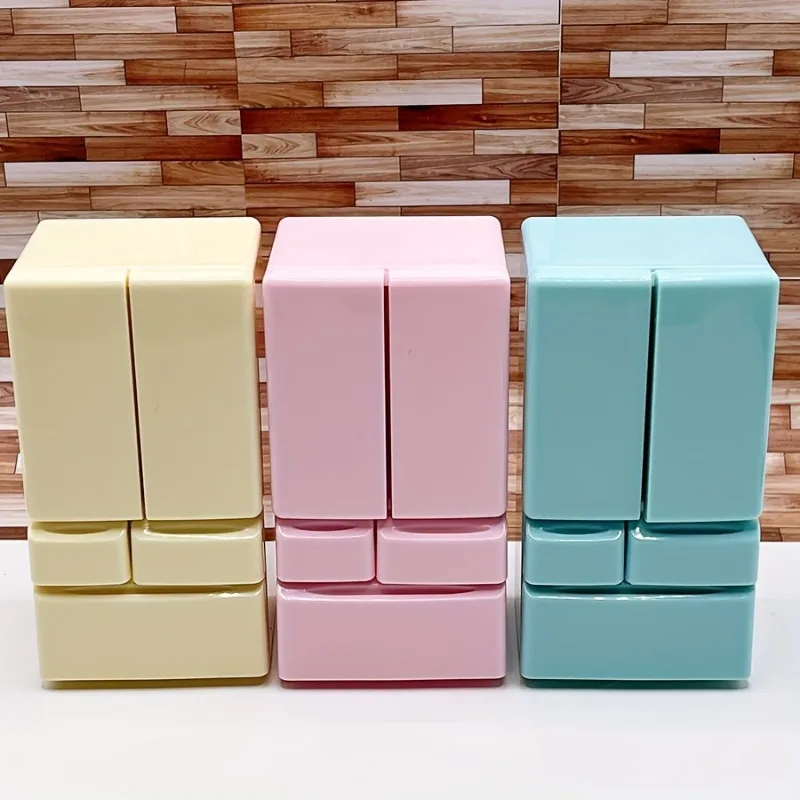 1 conjunto de casa de bonecas em miniatura, modelo de geladeira de porta dupla, ideal como cozinha, ornamento, acessório de decoração, mini modelo de geladeira