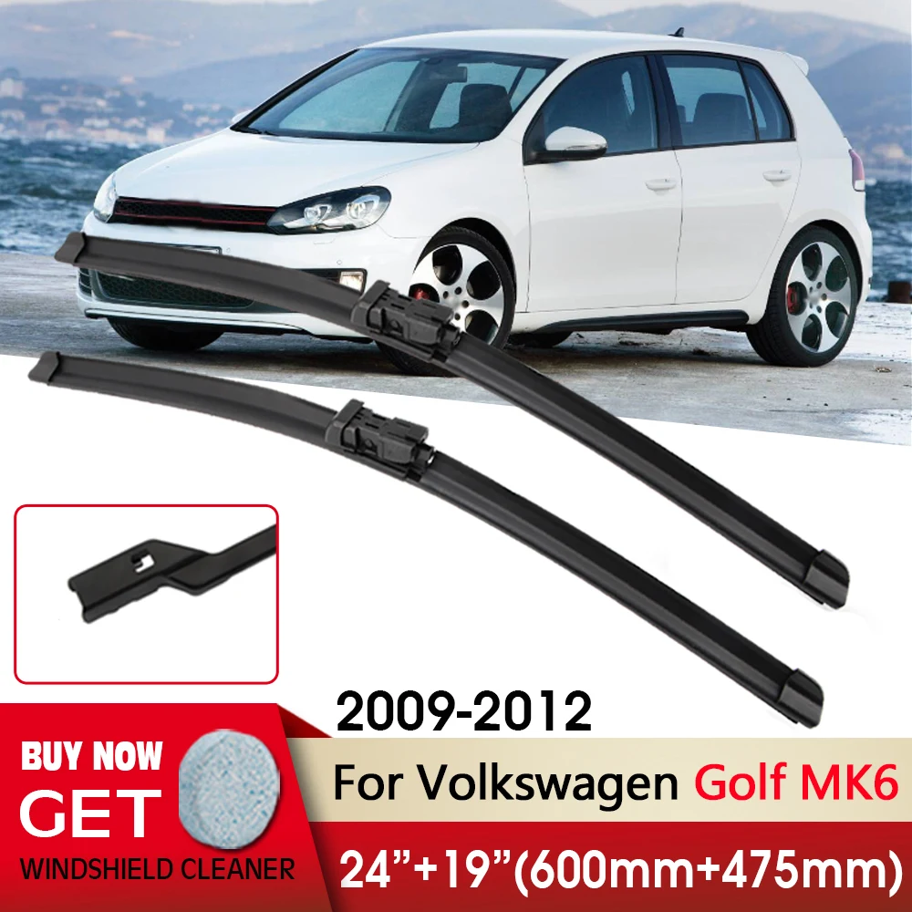 

Car Wiper Front Wiper Blades 24"+19" For Volkswagen Golf 6 MK6 2009 2010 2011 2012 Front Windscreen Wipers Auto Accessories