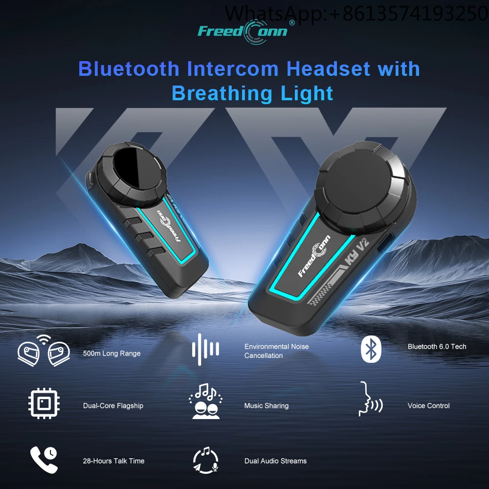 

Мотоциклетная Bluetooth-гарнитура FreedConn KY-V2 с защитой от пыли и воды IP65, из материала ABS, с поддержкой BT 6.0, двойным чипом и функцией аудиомикширования
