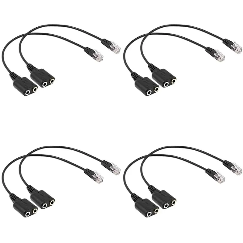 24-Hour Delivery 8X Headset Adapter RJ9 Plug Dual 3.5 Mm Audio Socket Socket To Plug RJ9 Plug Adapter Converter Cable For Teleph