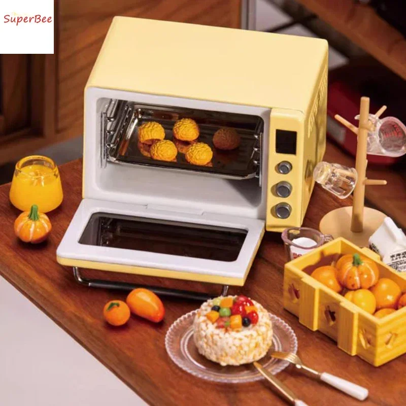 1/6 Dollhouse Mini Simulation Can Illuminate Kitchenware Electric Oven Miniature Kitchen Furniture Decoration Accessories