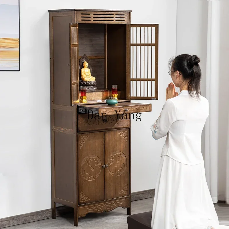 YJ Buddhist shrine offering table, incense case, Buddha statue shrine, solid wood standing cabinet, Buddha cabinet, shrine