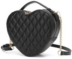 Heart Shape Satchel Crossbody Purse for women Zip Around Shoulder Bag Diamond Lattice handbag for Girls