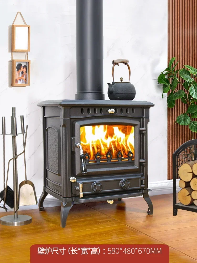 

Wood-burning real fire fireplace Household indoor and rural cast iron heating stove Villa B&B self-built house burning