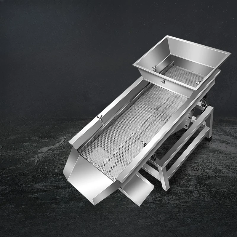 Stainless steel linear vibrating screen Small industrial melon seed particle screening machine Nozzle material Electric