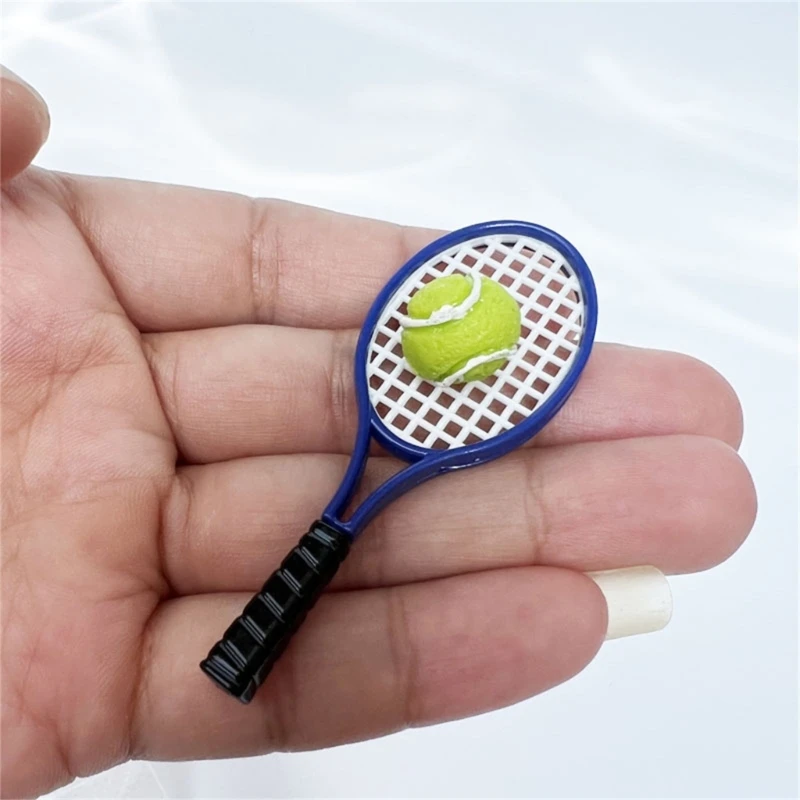 Multipurpose Dollhouses Miniature Tennis Equipment 1 12 Scale Rackets and Fashion Sports Game Accessory Daily Use