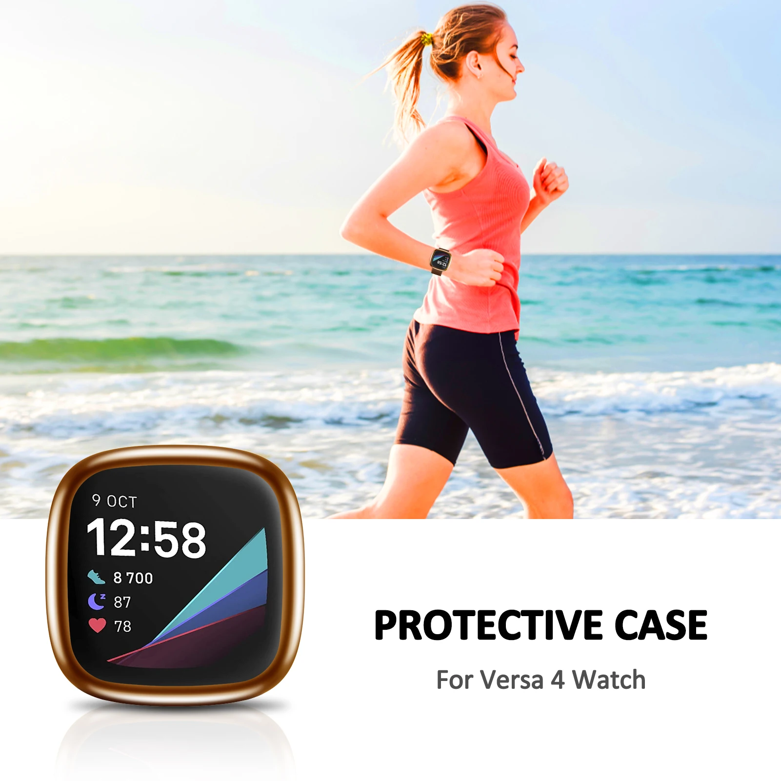 Screen Protector for Fitbit Sense 2 Case Full Soft TPU Plated Bumper Protective Cover Fitbit Versa 4/Sense 2 Case Accessories