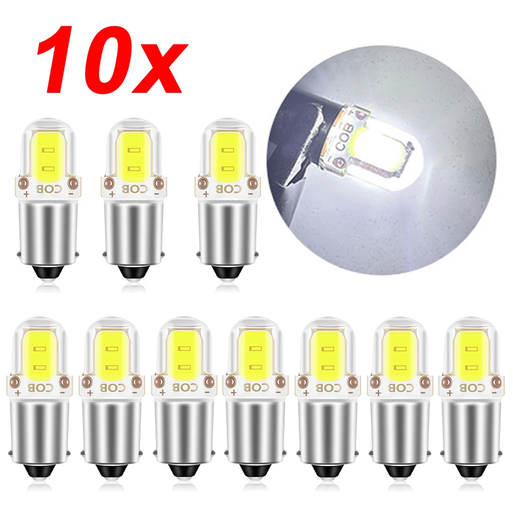 

2/10PCS BA9S LED T4W H6W LED-CANBUS COB 2 LED Bulb Car Interior License Plate Light Marker Reading Auto Lamp White 6000K 12V