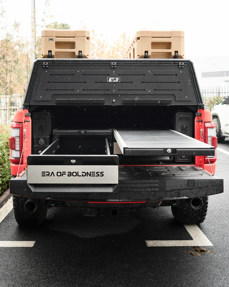 

Aluminum Pickup Truck Drawer Pickup Pull Out Storage Box For Offroad