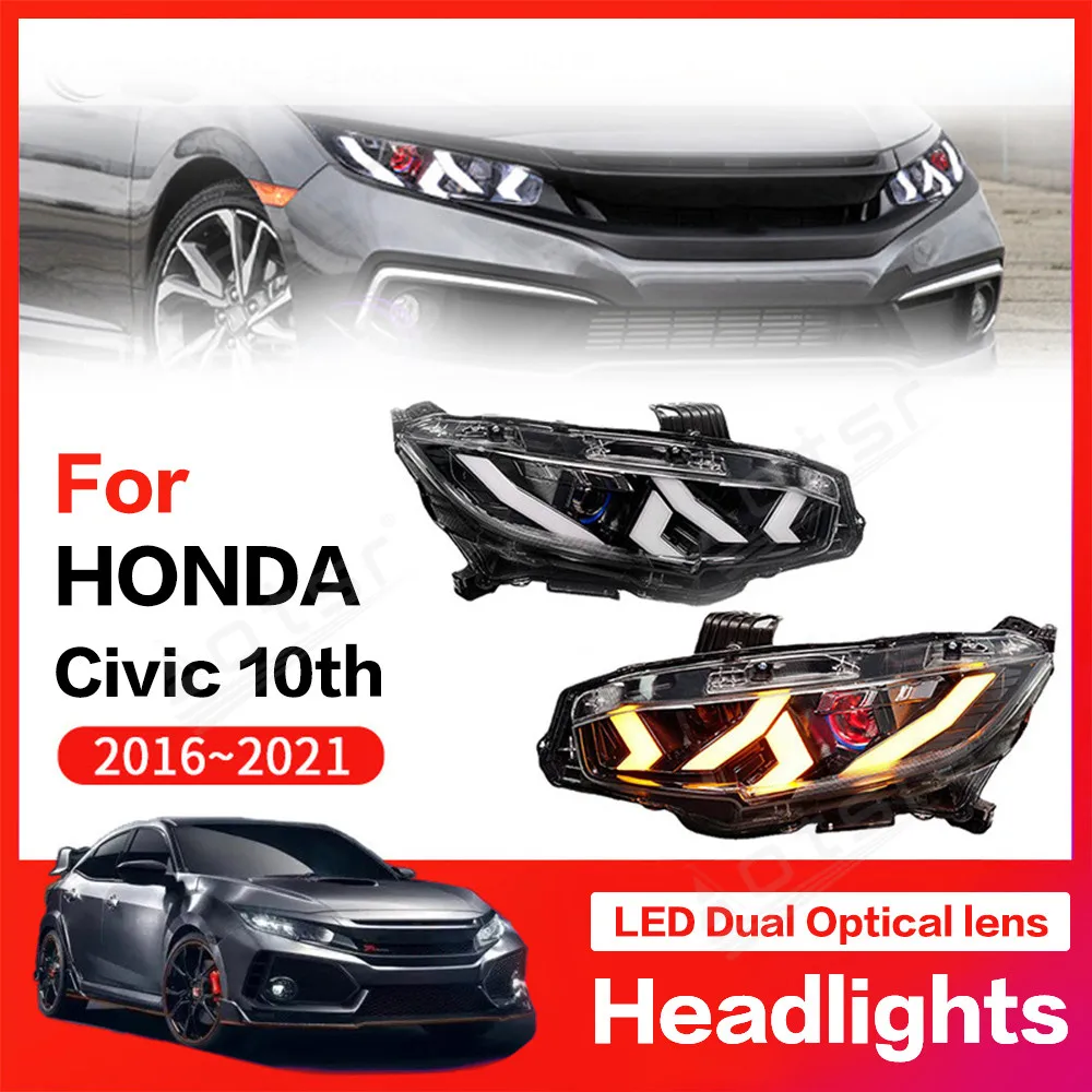 

For Honda Civic 2016 2017 2018 2019 2020 2021 Devil's Eye Headlight Modification Car Accessory Light Assembly Front Headlamp