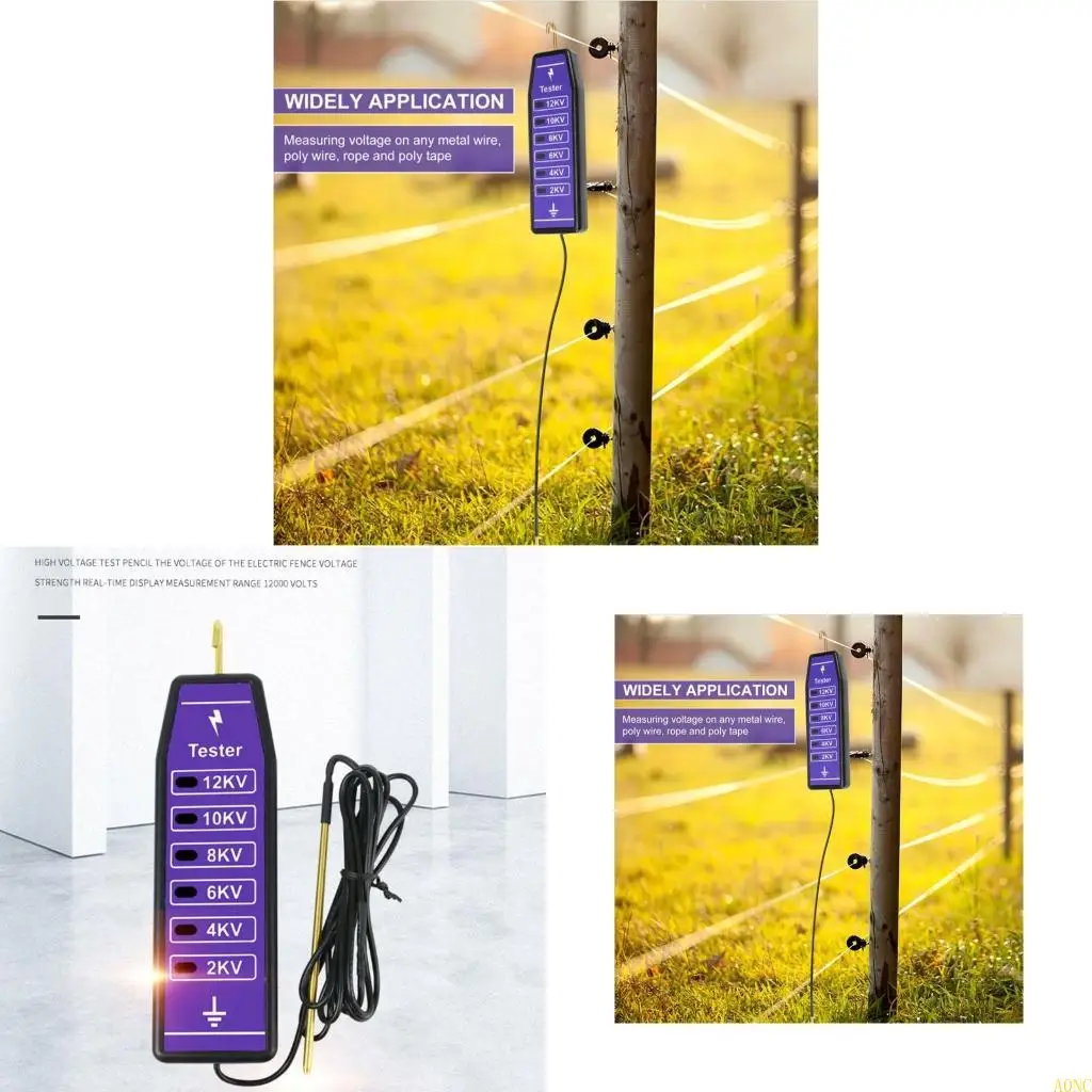 A0NC Portable Electric Fence Tester With 6 Light for Agricultural