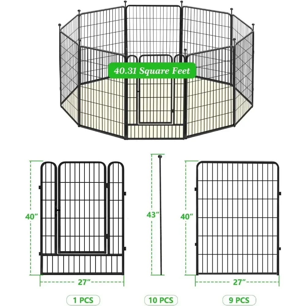 Decorative Garden Metal Fence 23ft(L)×40in(H) 10 Panels Wire Animal Barrier Border Heavy Duty Landscape Edging Privacy Fencing