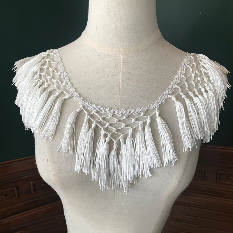 

1Yard Triangle Tassel Fringe Knotted Lace Accessory Stage Latin Dress Accessory Curtain Lace Trim Home Decoration DIY Fabric