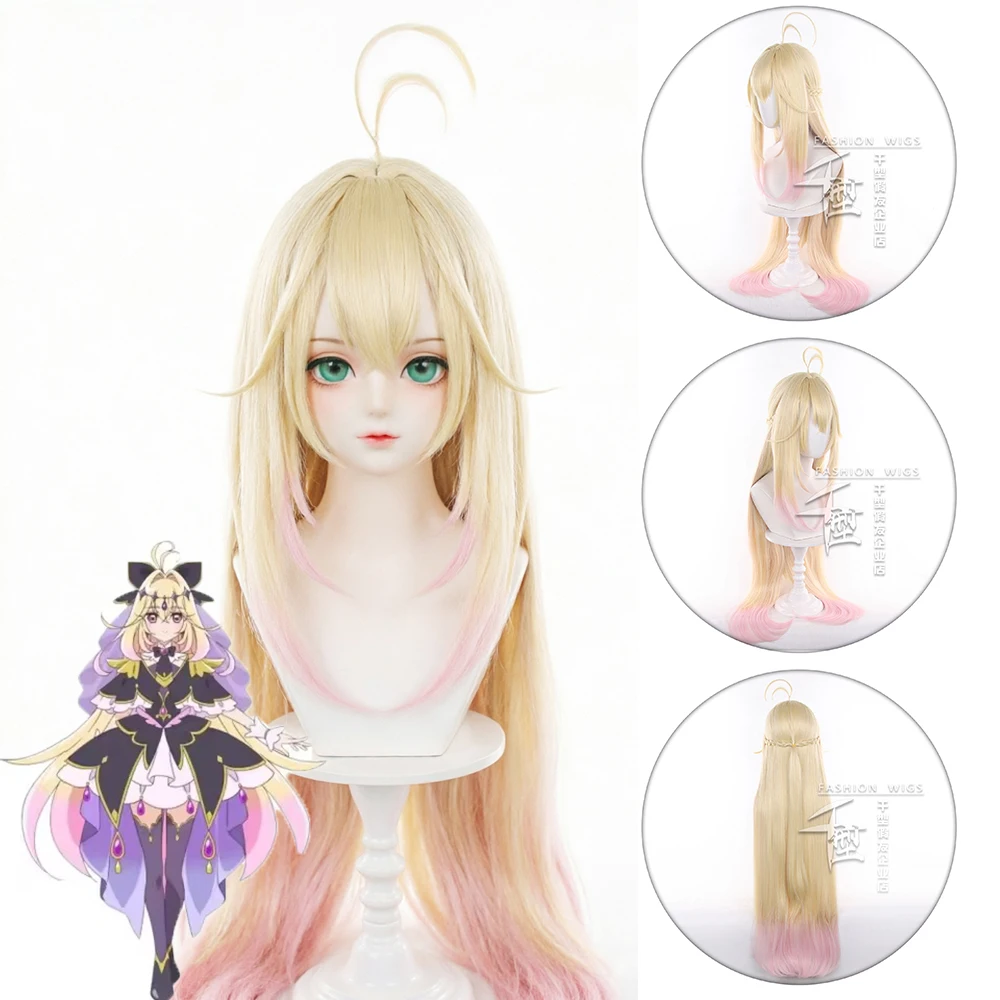 

Moria Ruruka Cosplay Wig 100cm Yellow Pink Gradient Heat Resistant Synthetic Wigs for Halloween Party Costume