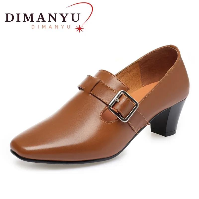 

DIMANYU 2024 New Dress Shoes Women Mid-heel Plus Size 41 42 43 Genuine Leather Ladies Shoes Fashion Female Square Head Shoes