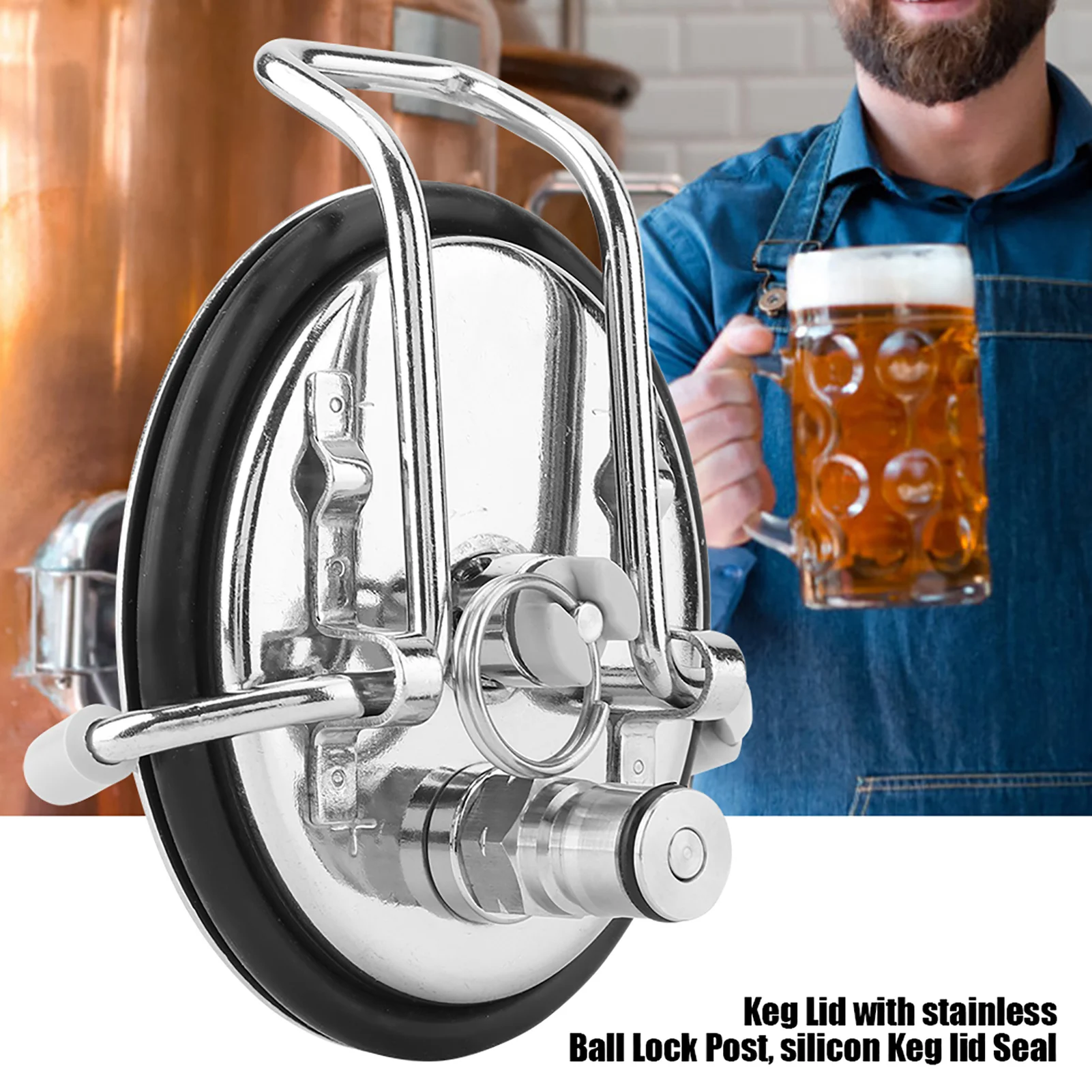 New Beer Barrel Keg Cover Homebrew Cornelius  Keg Carbonation Keg Lid with 0.5 Micron Diffusion Stone Beer Cask Keg Cover