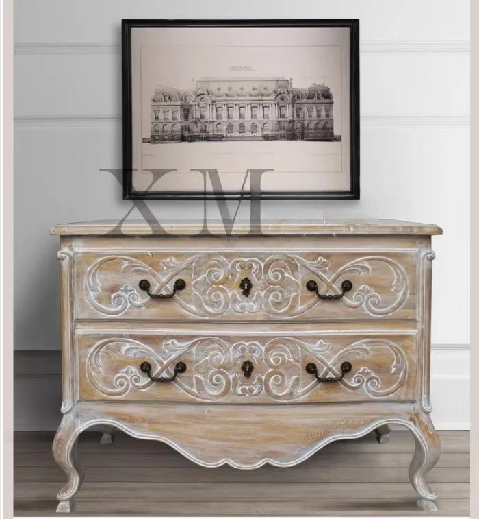 

Французская мебель из цельного дерева, европейский резной сундук, ретро и старый боковой шкаф, антикварный шкафчик