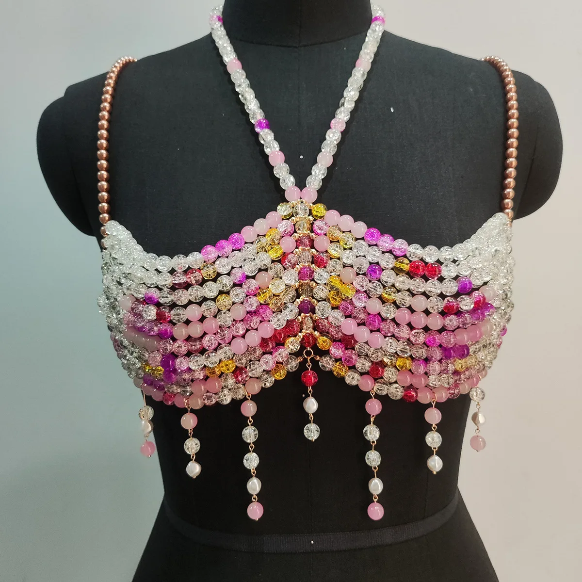 Body Chain totally hand-made Colored beads Sexy Bra Chain  Fashion multilayer Chest chain Night Club Beach Body Jewelry