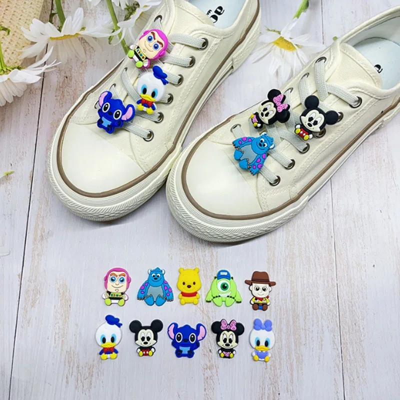 Funny Cartoon Woody Stitch Shoe Charms Donald Characters PVC 1PCS Fashion Sandals Pin DIY Accessories Decorate Boys Gifts