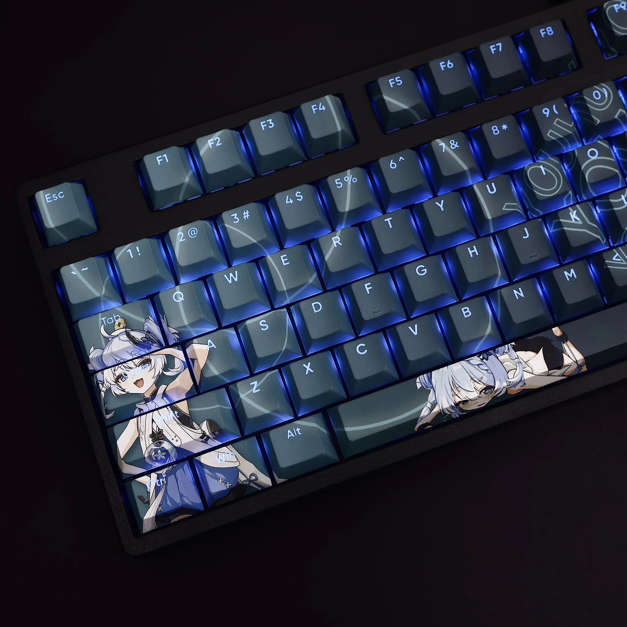 108 Keys/set Wuthering Waves Youhu Keycap PBT Backlit Keycaps Cartoon Anime Gaming Key Caps For ANSI 61 87 104 108 Layout