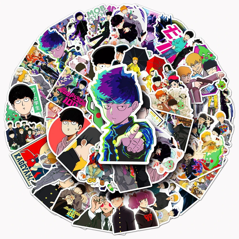 10/30/50pcs NEW Mob Psycho 100 Anime Stickers Cool Decal Toy DIY Motorcycle Guitar Suitcase Car Cartoon Waterproof Magan Sticker