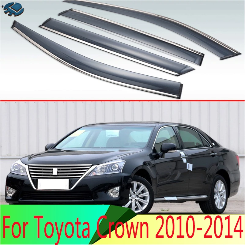 

For Toyota Crown 2010-2014 Plastic Exterior Visor Vent Shades Window Sun Rain Guard Deflector 4pcs Not suitable for Japanese